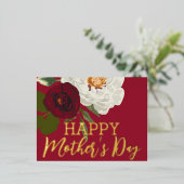フローラ開花ハッピーマザーズデイ実在金ゴールド 箔シーズンポストカード (立ち正面)