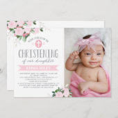 フローラ開花ピンク|《キリスト教》洗礼式や命名式招待状 招待状 (正面/裏面)