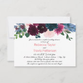 フローラ開花ピンク – 3x5カップルウェディングシャワー 招待状 (正面)