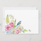 フローラ開花ブルーグリーンピンク春ブライダルシャワー 招待状 (裏面)