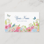 フローラ開花ブルーグリーンピンク春 名刺 (正面)