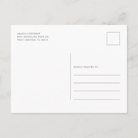 フローラ開花ブルーピンクカップル素朴ズベビーシャワー インビテーションポストカード (裏面)