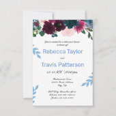 フローラ開花ブルー – 3x5リハーサルディナー 招待状 (正面)