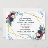 フローラ開花モダンティール（緑がかった色） – ベビーシャワー招待状 招待状 (正面)