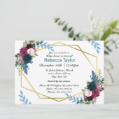 フローラ開花モダンティール（緑がかった色） – ベビーシャワー招待状 招待状 (スタンド正面)