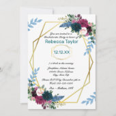 フローラ開花モダンバーティール(緑がかった色)-バチェロレッテ 招待状 (正面)