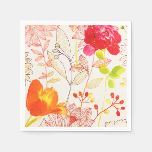 フローラ開花赤面金ゴールドサンピンクウォーター色 スタンダードカクテルナプキン (正面)