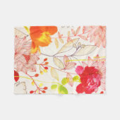 フローラ開花赤面金ゴールドサンピンクウォーター色 フリースブランケット (正面(横))