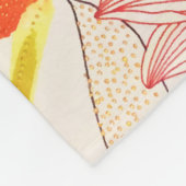 フローラ開花赤面金ゴールドサンピンクウォーター色 フリースブランケット (角)