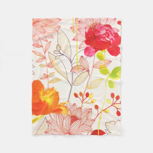 フローラ開花赤面金ゴールドサンピンクウォーター色 フリースブランケット (正面)