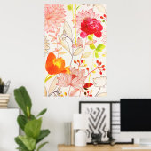 フローラ開花赤面金ゴールドサンピンクウォーター色 ポスター (ホームオフィス)