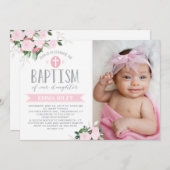 フローラ開花 | バプテスマ招待状 招待状 (正面/裏面)
