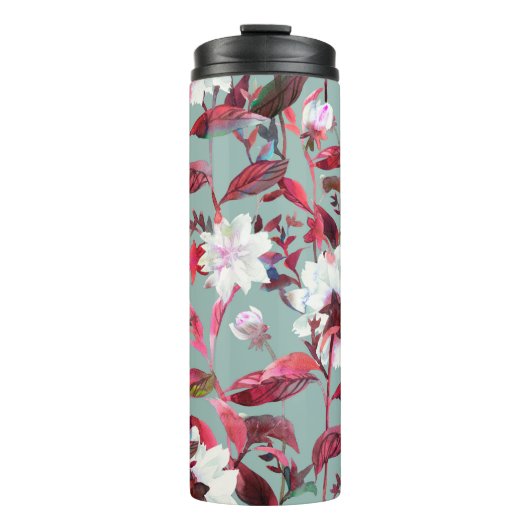 フローラ開花。水彩花継ぎ目無し模様。 タンブラー (正面)