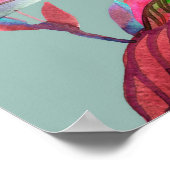 フローラ開花。水色の花のシームレスなパターン。 ポスター (角)