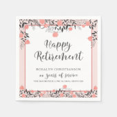 フローラ除・売却赤面ピンクローズ金ゴールドスクリプト名 スタンダードカクテルナプキン (正面)