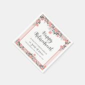 フローラ除・売却赤面ピンクローズ金ゴールドスクリプト名 スタンダードカクテルナプキン (角)