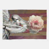 フローラ陰謀ピンク牡丹マスク キッチンタオル (横)