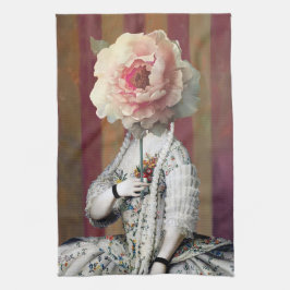 フローラ陰謀ピンク牡丹マスク キッチンタオル