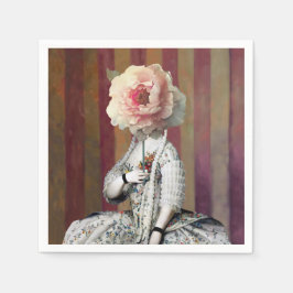フローラ陰謀ピンク牡丹マスク スタンダードカクテルナプキン