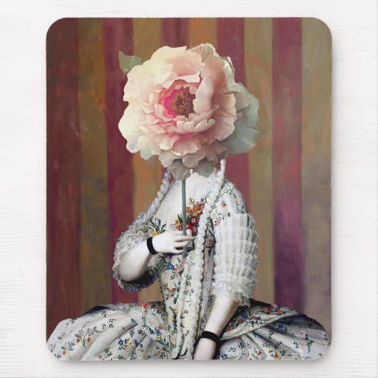 フローラ陰謀ピンク牡丹マスク マウスパッド (正面)