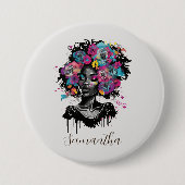 フローラ階級のアフロウーマン 缶バッジ (正面)