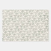 フローラ離れアートパターンオンレッドセージ緑ベージュ ラッピングペーパーシート (正面2)