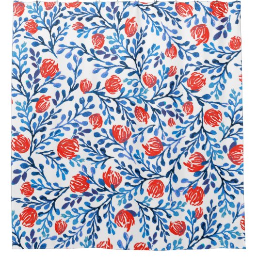 フローラ離れ：シームレスな自然パターン シャワーカーテン (正面)