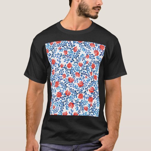 フローラ離れ：シームレスな自然パターン Tシャツ (正面)