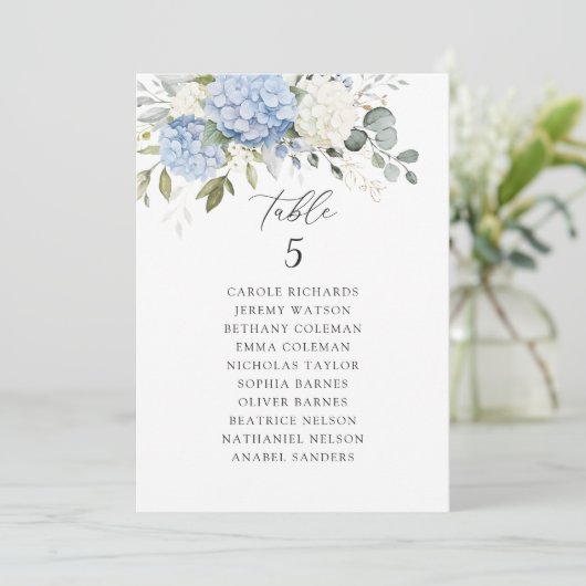 フローラ青あじさいテーブル座席表カード 招待状 (スタンド正面)