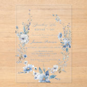 フローラ青い何かブライダルシャワー アクリル招待状 (正面)