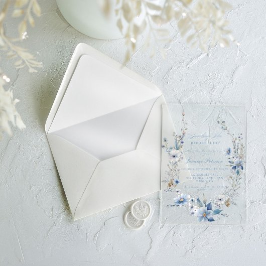 フローラ青い何かブライダルシャワー アクリル招待状