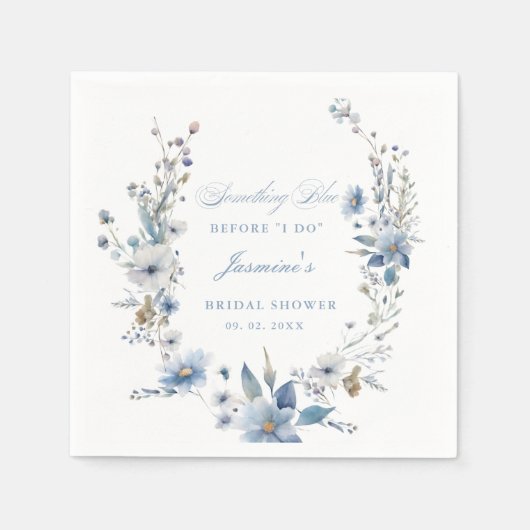 フローラ青い何かブライダルシャワー スタンダードカクテルナプキン (正面)
