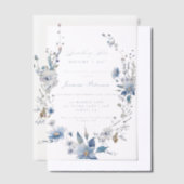フローラ青い何かブライダルシャワー ベラム紙招待状 (オフセット)