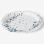 フローラ青い何かブライダルシャワー ペーパープレート (アングル)