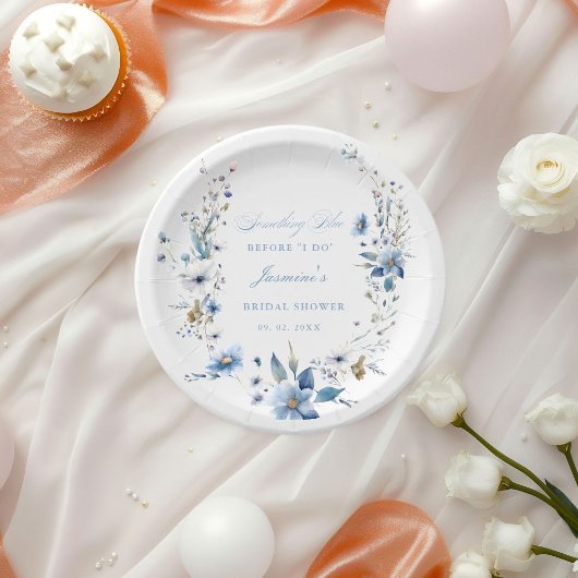 フローラ青い何かブライダルシャワー ペーパープレート