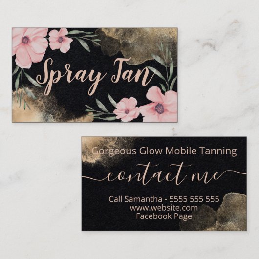 フローラ青かわいらし銅インキ移動式スプレータン 名刺 (正面/裏面)