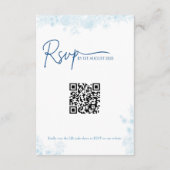 フローラ青と白結婚の詳細とRSVP 出欠カード (裏面)