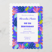 フローラ青の熱帯かわいらしパイナップル40日 招待状 (正面/裏面)