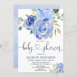 フローラ青緑エレガント少年シャワー 招待状