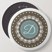 フローラ青茶色パーソナライズされたクラシック写真 缶バッジ (正面&裏面)