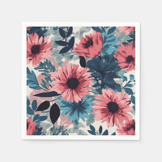 フローラ青 スタンダードカクテルナプキン (正面)