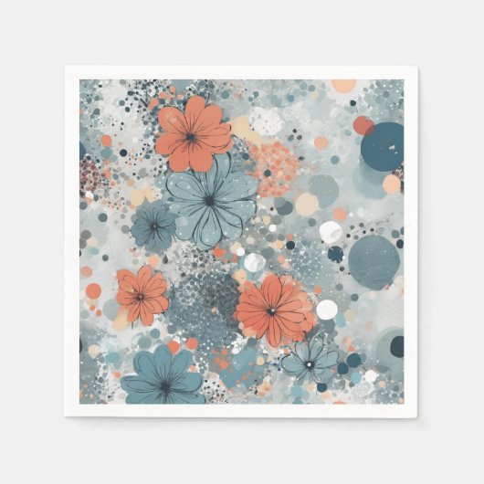 フローラ青 スタンダードカクテルナプキン (正面)