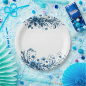フローラ青 ペーパープレート (パーティー)
