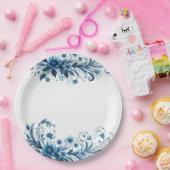 フローラ青 ペーパープレート (パーティー)