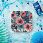 フローラ青 ペーパープレート (パーティー)