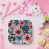 フローラ青 ペーパープレート (パーティー)