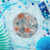 フローラ青 ペーパープレート (パーティー)