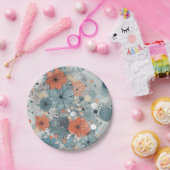 フローラ青 ペーパープレート (パーティー)