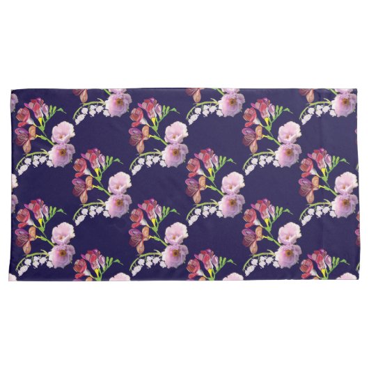 フローラ青 枕カバー (正面右)