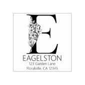 フローラ頭文字 – E -差出人住所モノグラム ラバースタンプ (インプリント)